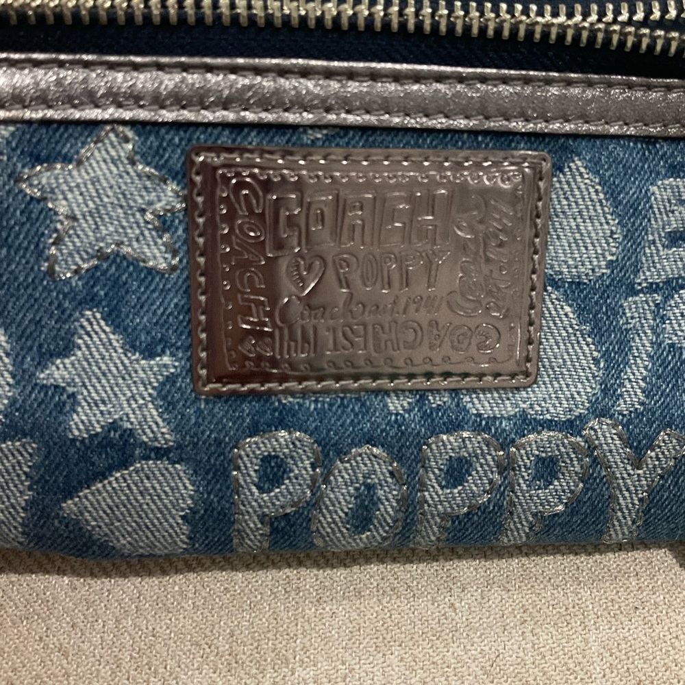 Coach Denim and Silver Poppy Wristlet - Picture 6 of 6